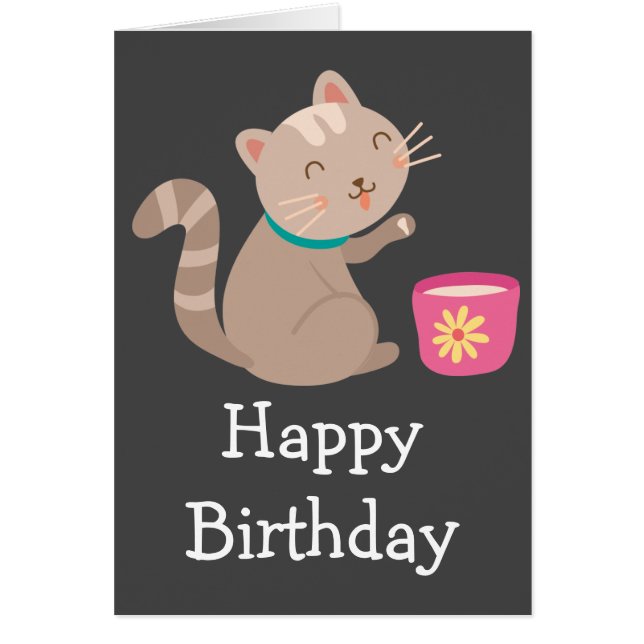 Niedliche Katze mit Teacup-Cartoon (Vorne)