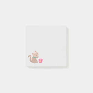 Niedliche Katze mit Teacup-Cartoon Post-it Klebezettel