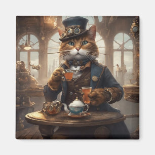 Niedliche Katze mit Tee Magnet
