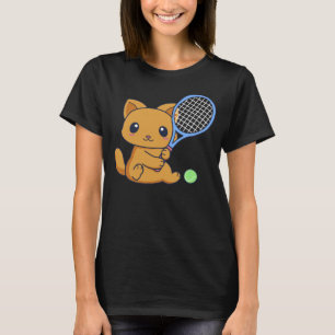 Niedliche Katze mit Tennisplatz und Tennisball Kat T-Shirt