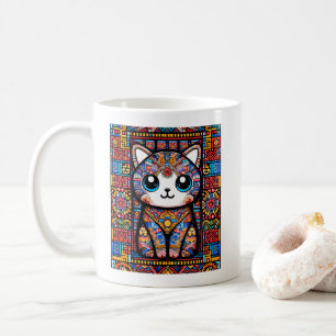 Niedliche Katze mit traditionellem Muster Kaffeetasse