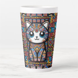 Niedliche Katze mit traditionellem Muster Milchtasse