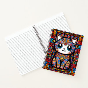 Niedliche Katze mit traditionellem Muster Notizbuch