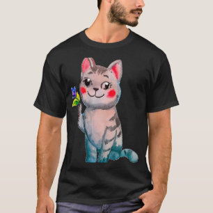 Niedliche Katze mit Violett Februar Geburtsmonat F T-Shirt