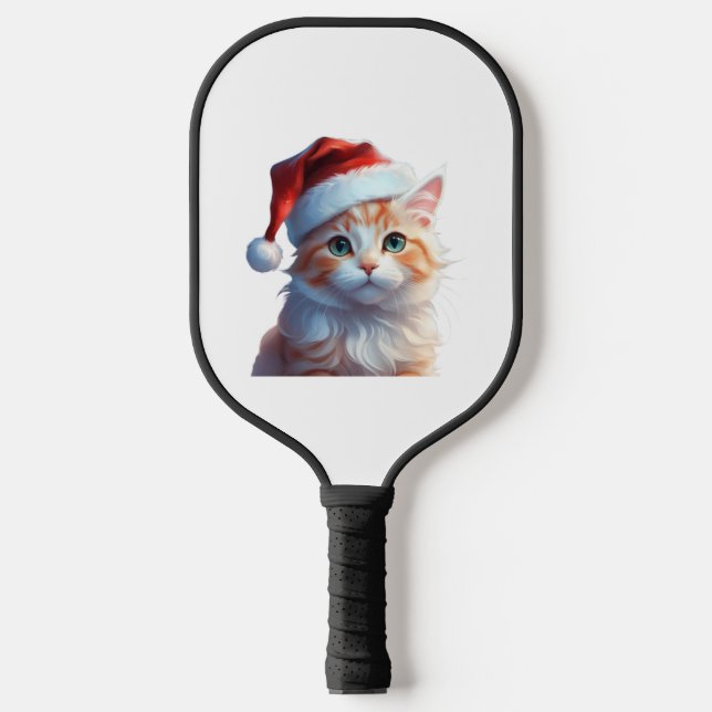 Niedliche Katze mit Weihnachtsmannmütze Klassische Pickleball Schläger (Vorderseite)