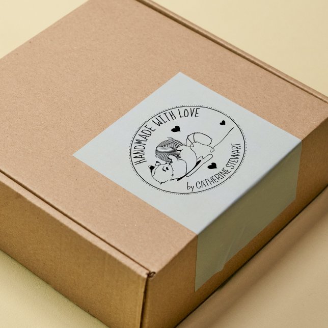 Niedliche Katze mit Wollhandschuh mit Liebe, Gummistempel (Von Creator hochgeladen)