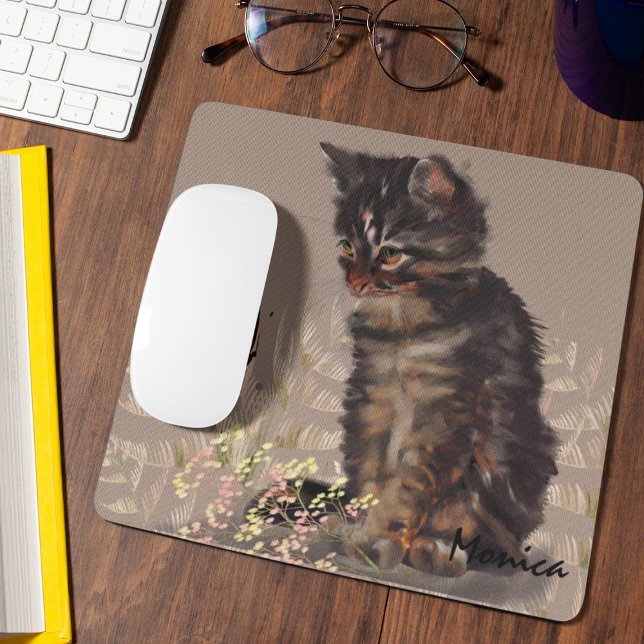 Niedliche Katze Mousepad (mouse pad with cat and butterfly.)