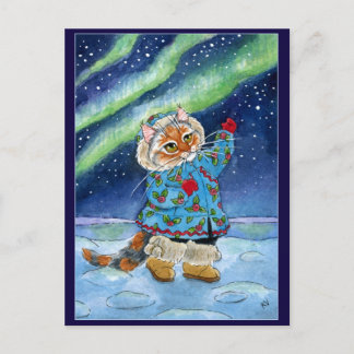 Niedliche Katze, Nordlichter Postkarte