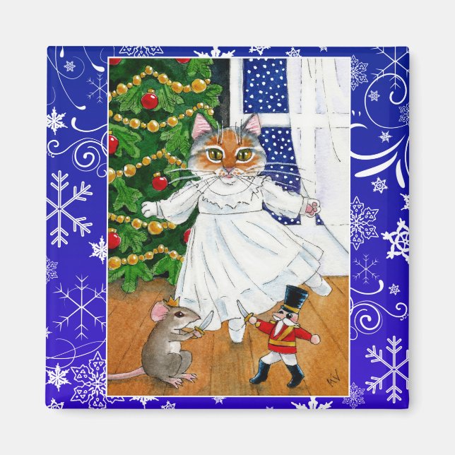 Niedliche Katze, Nutcracker Ballett, Weihnachten,  Magnet (Vorne)