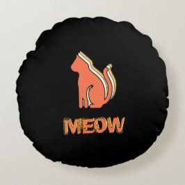 Niedliche Katze, Orange & Gelb Tier, Abstrakter Po Rundes Kissen