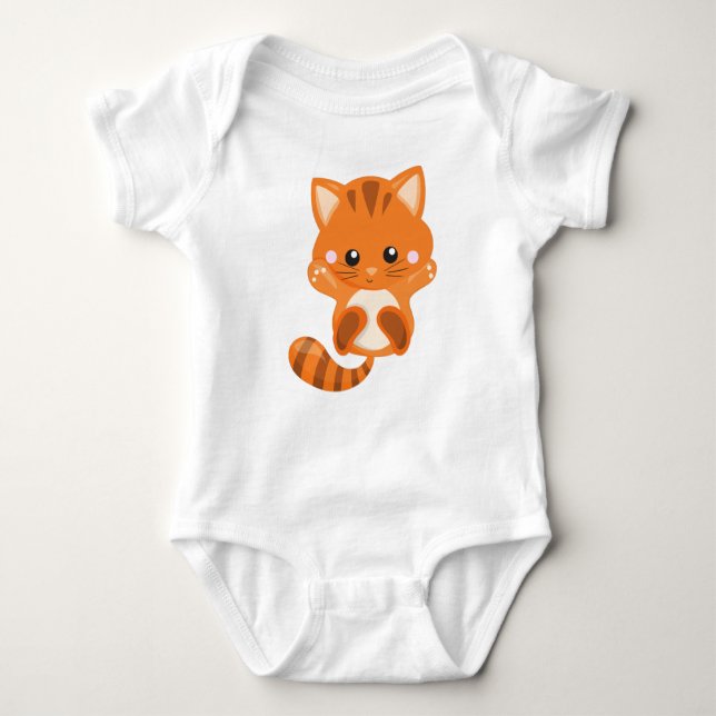 Niedliche Katze, Orangenkatze, Katze, Kitty, Kitte Baby Strampler (Vorderseite)
