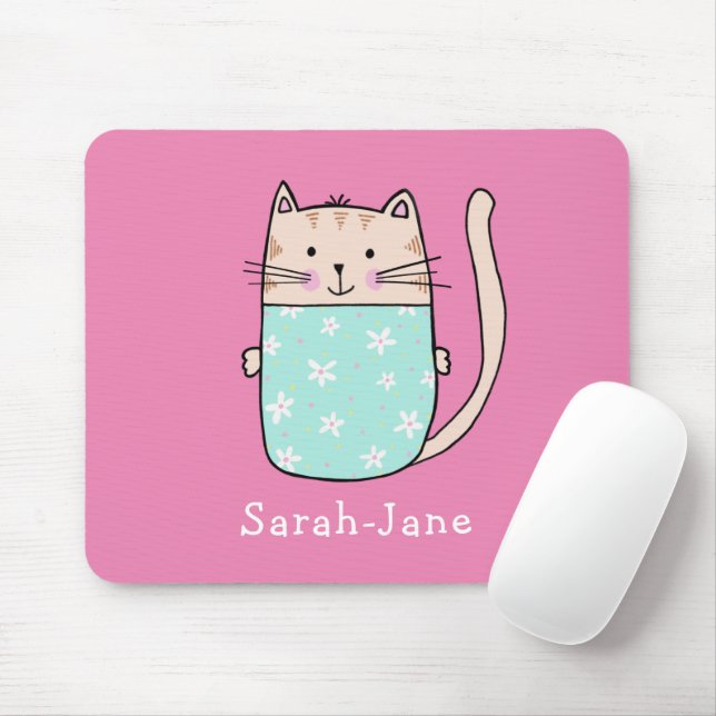 Niedliche Katze Personalisiert Individuelle Name R Mousepad (Mit Mouse)