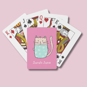 Niedliche Katze Personalisiert Individuelle Name R Spielkarten