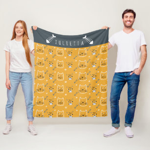 Niedliche Katze Personalisiert Modernes Muster Fleecedecke