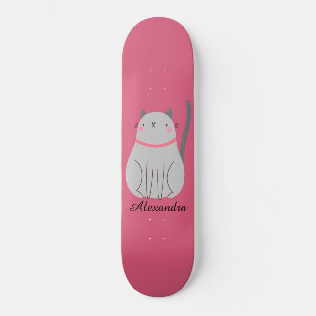 Niedliche Katze Personalisiert Skateboard (Vorderseite)