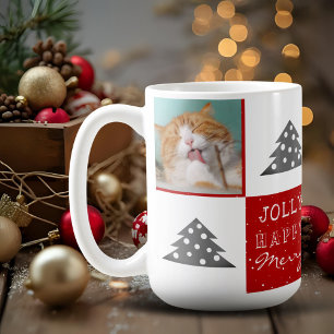 Niedliche Katze Pet Typografie Weihnachtsbaum Foto Kaffeetasse