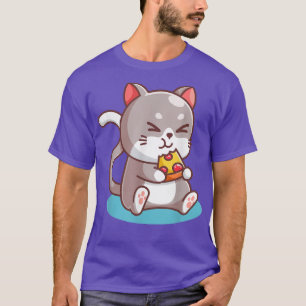 Niedliche Katze Pizza Funny Feinschmecker T-Shirt 