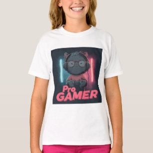 Niedliche Katze "Pro Gamer" mit Kopfhörern T-Shirt