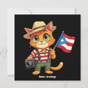 Niedliche Katze Puerto-Rikanische Flagge Boricua H Einladung