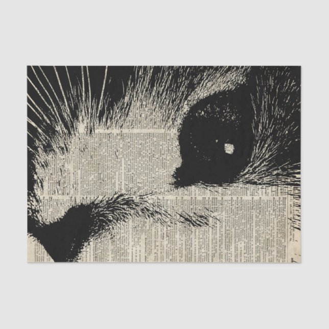 Niedliche Katze, reizende Kätzchen-Schablone über Seidenpapier (Vorderseite)