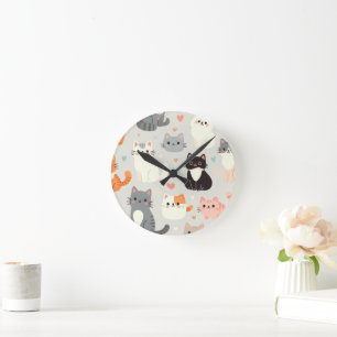 niedliche Katze Runde Wanduhr