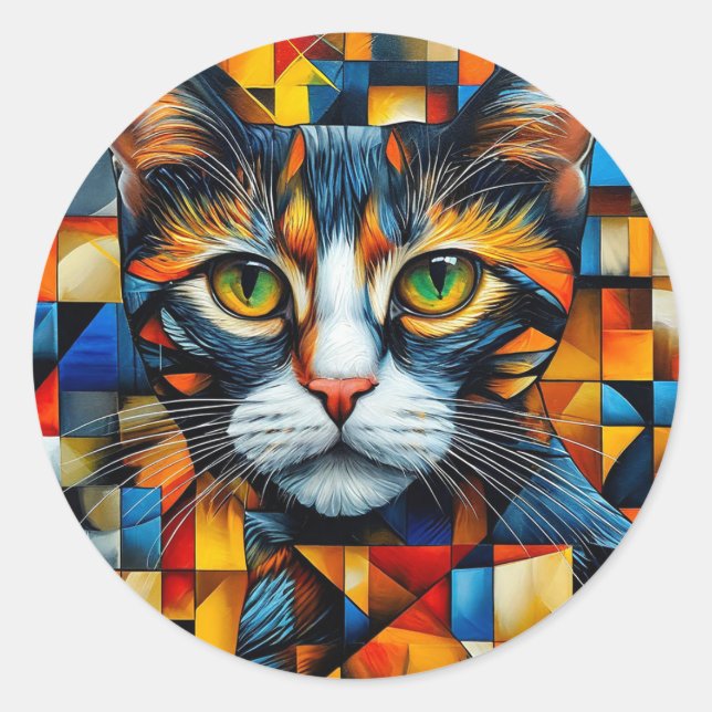 Niedliche Katze Runder Aufkleber (Vorderseite)