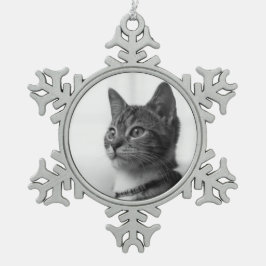 Niedliche Katze Schneeflocken Zinn-Ornament