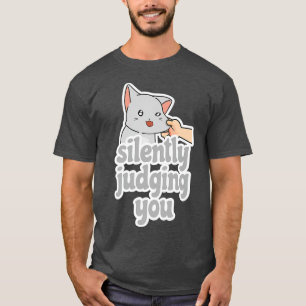 Niedliche Katze schweigend beurteilen Sie Cat Funn T-Shirt