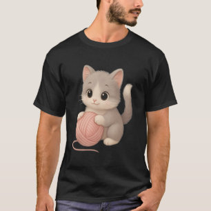 Niedliche Katze spielt mit Wolle Ball Adorable Pla T-Shirt
