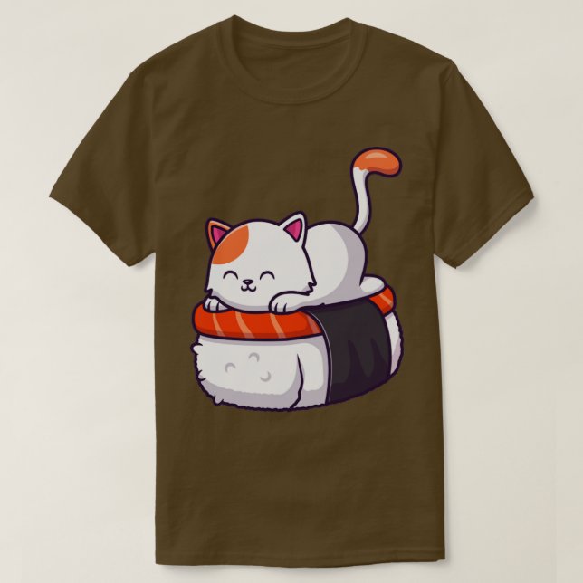 Niedliche Katze Sushi Lachs 1 T-Shirt (Design vorne)