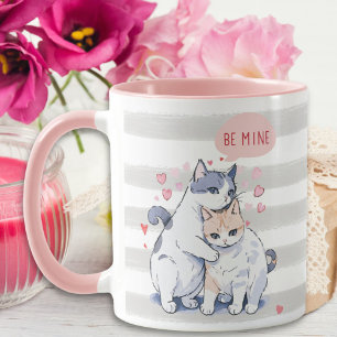 Niedliche Katze Sweetheart Couple Be Mine Valentin Tasse