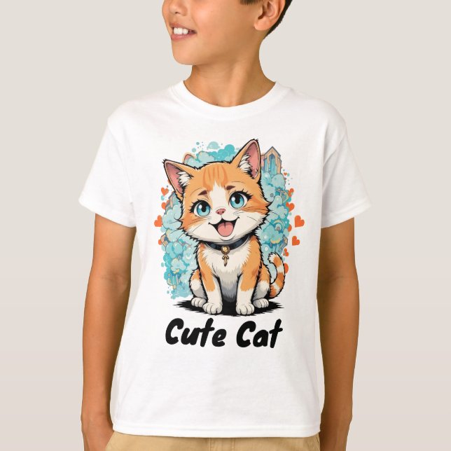Niedliche Katze T-Shirt (Vorderseite)