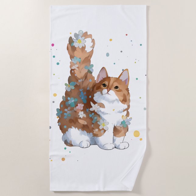 Niedliche Katze Tier Strandtuch (Vorderseite)