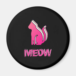 Niedliche Katze, tierfarbenes Rosa, Abstrakter Pop Magnet