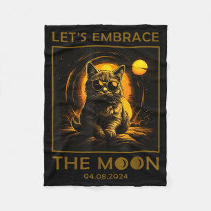 Niedliche Katze Totale Sonnenfinsternis Umarmen Fleecedecke