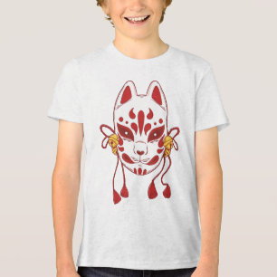 Niedliche Katze - Traditionelle japanische Foxmask Tri-Blend Shirt