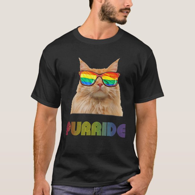 Niedliche Katze tragen Gay Pride Sonde Männer LGBT T-Shirt (Vorderseite)
