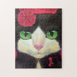 Niedliche Katze Tuxedo Black Kitty Pet Malerei Puzzle
