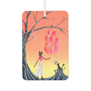 Niedliche Katze und Ballerina Sunset Tree Autolufterfrischer