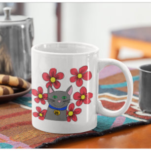 Niedliche Katze und Blume Anpassen mit eigenen Anf Kaffeetasse
