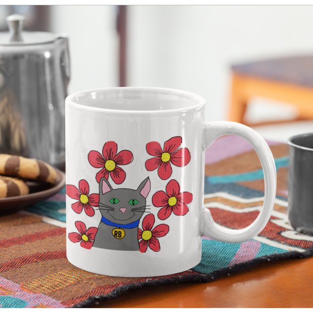 Niedliche Katze und Blume Anpassen mit eigenen Anf Kaffeetasse (Von Creator hochgeladen)