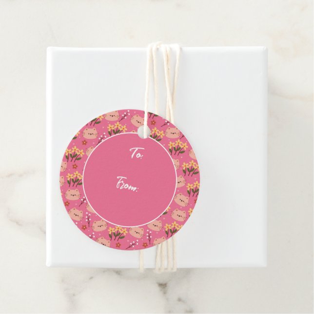 Niedliche Katze und Blume Geschenkanhänger (Beispiel)