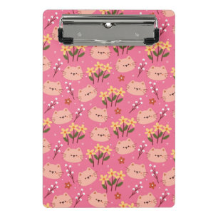 Niedliche Katze und Blume Mini Klemmbrett