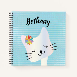 Niedliche Katze und Blume Personalisiert Notizbuch