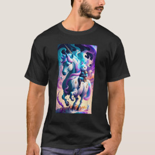 Niedliche Katze und Einhorn Whimsical Warrior Fluf T-Shirt