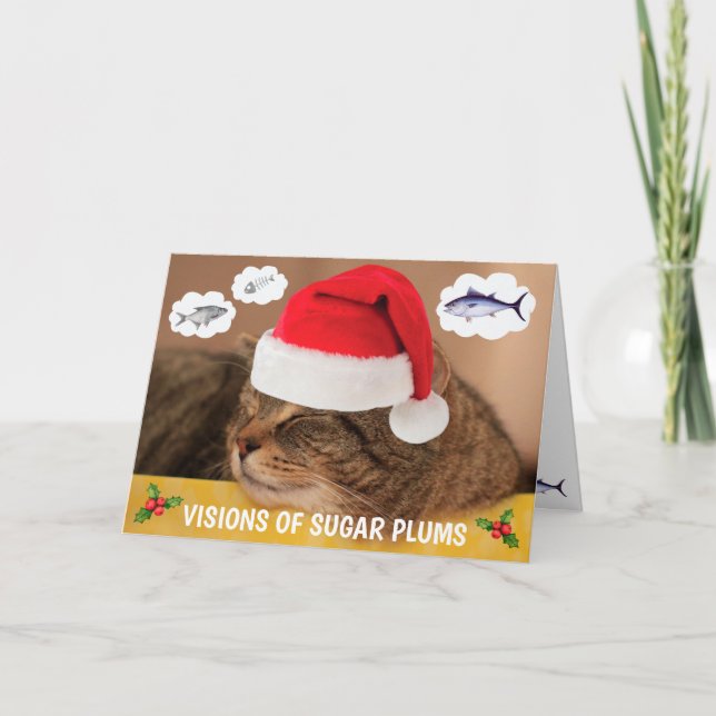 Niedliche Katze und Fisch Weihnachten (Vorderseite)