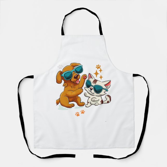 Niedliche Katze und Hund 1 Schürze (Vorderseite)