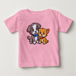 Niedliche Katze und Hunde für Tierliebhaber Baby T-shirt