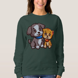 Niedliche Katze und Hunde für Tierliebhaber Sweatshirt