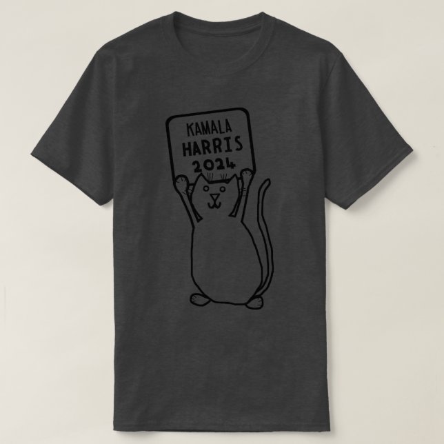 Niedliche Katze und Kamala 2024-Zeichen T-Shirt (Design vorne)